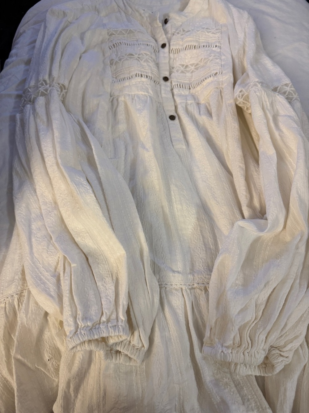 Anthropologie White Textured Linen Dress